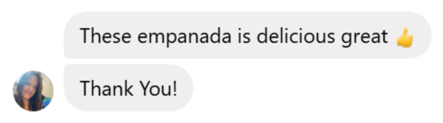 Facebook message: these empanadas are delicious